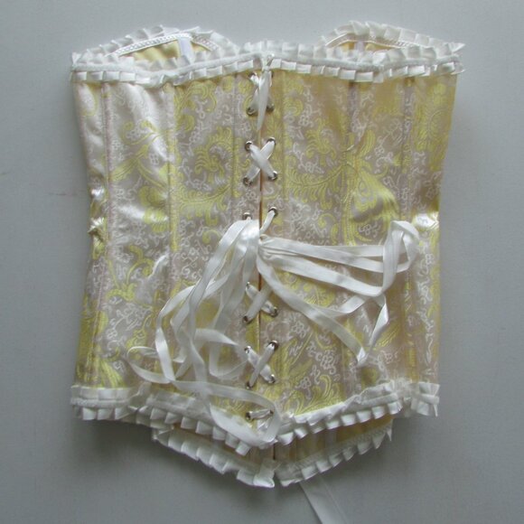 Gold Jacquard Ruffled Corset Set - NEW - Picture 7 of 11